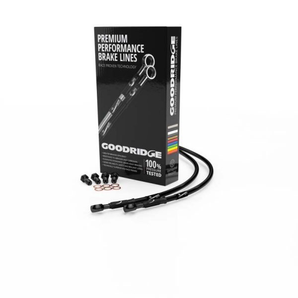 Goodridge 97-03 Triumph T509 Speed III Black Rear SS Brake Lines w Black Fittings For Sale