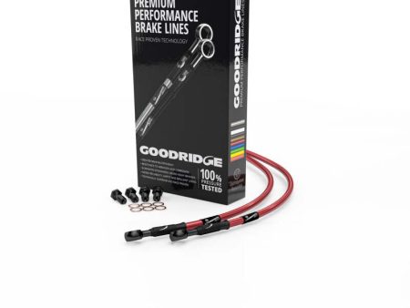 Goodridge 97-03 Triumph T509 Speed III Red Front SS Brake Lines w Black Fittings For Cheap