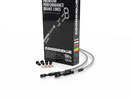 Goodridge 96-00 Suzuki GSF1200 Bandit Clear Race Front SS Brake Lines w Black Fittings For Sale