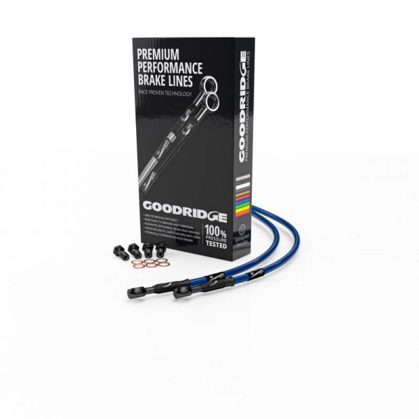 Goodridge 98-99 Kawasaki ZX9R C1-C2 Electric Blue Race Front SS Brake Lines w Black Fittings Online now