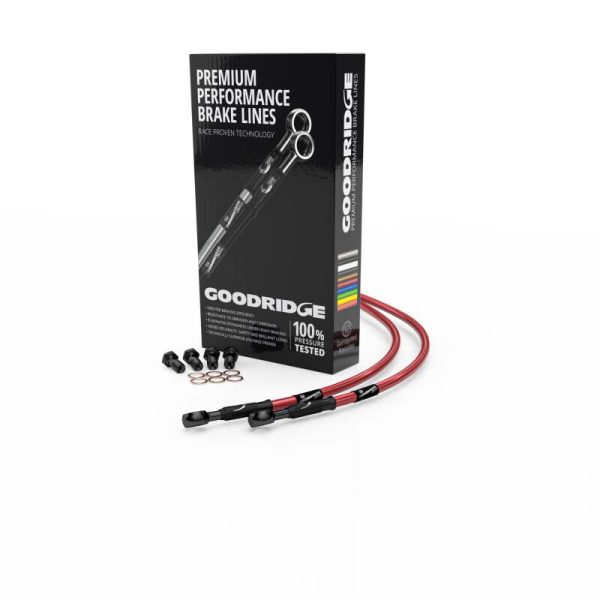 Goodridge 99-06 Suzuki GSX1300RX-RZK5 Red Front SS Brake Lines w Black Fittings on Sale