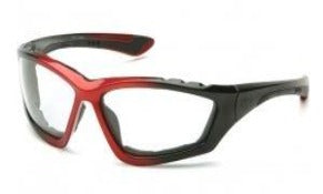 Safety Glasses-Pyramex Accurist SBR8710DTP - Black Red Foam Lined Frame - Clear Anti-Fog Lens on Sale