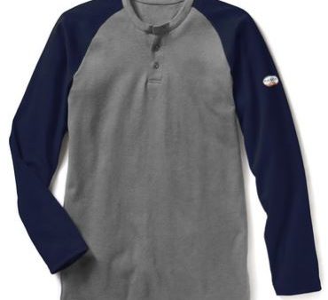 Rasco FR, Henley Long Sleeve Two Tone Navy   Gray T-Shirt,  NGT466 For Discount