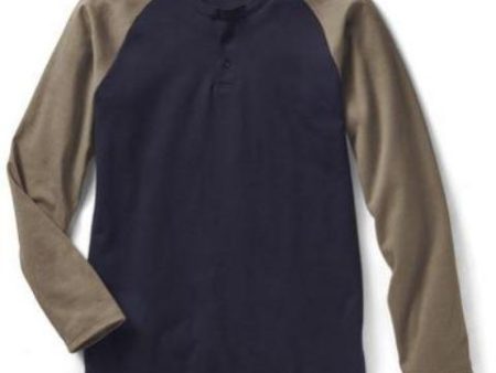 Rasco FR, Henley Long Sleeve Two Tone Khaki Navy T-Shirt,  KNT465 Online Sale