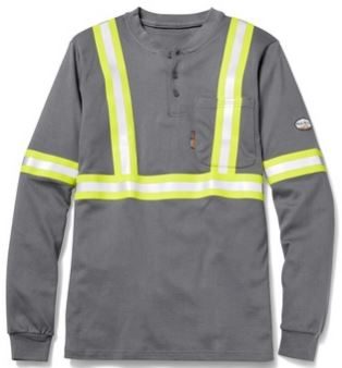 Hi Viz FR GTF454S Gray Henley T-Shirt with Reflective Striping Hot on Sale