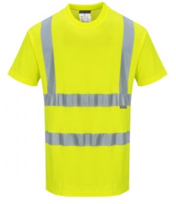 Wicking Moisture Hi Vis Short Sleeve TShirt Class 3 Lime Yellow For Sale